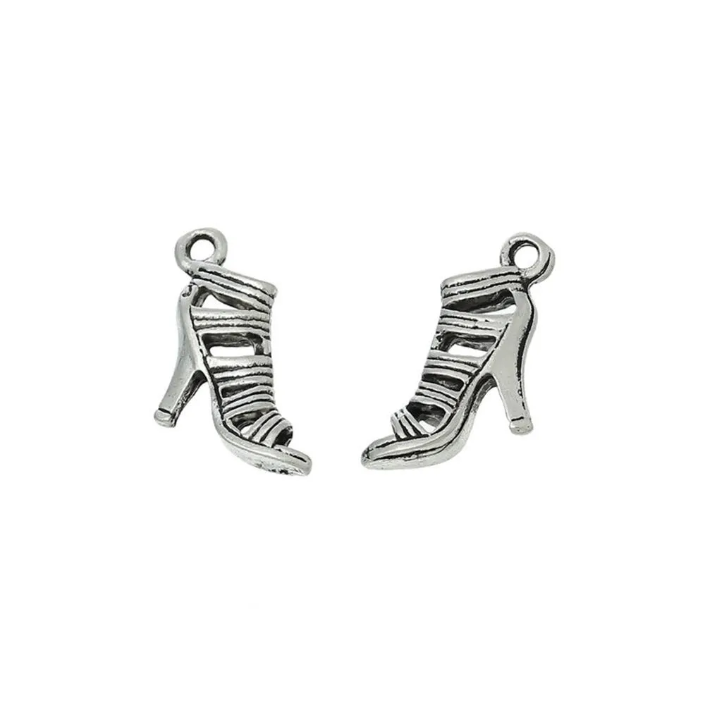 10 Pcs Tibetan Silver HIGH HEELED SHOE 3D 16mm x 14mm Charms Pendants, Lead & Nickel Free Metal Charms Pendants Beads