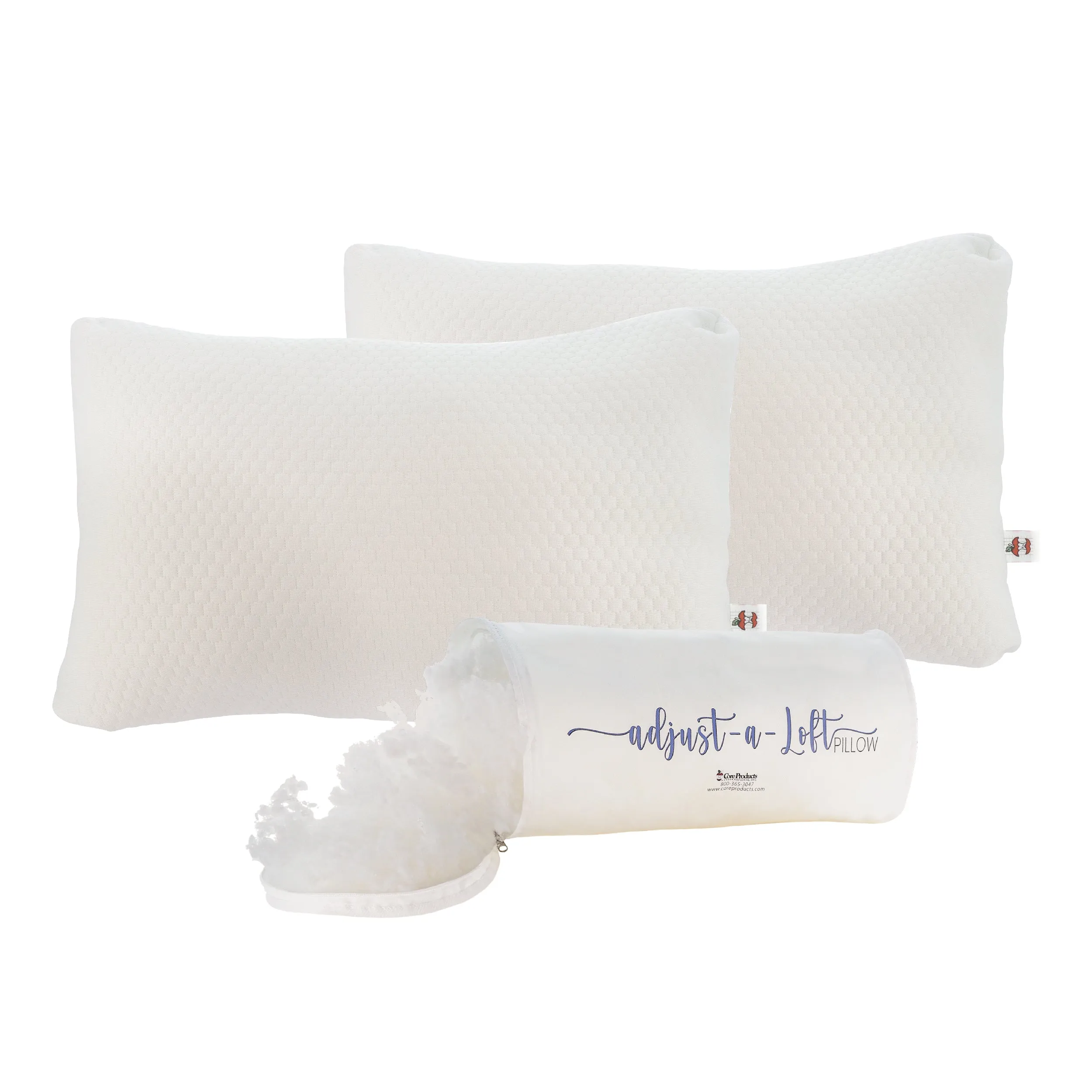 Adjust-A-Loft Fiber Adjustable Comfort Pillow with Cooling Memory Foam Insert, Standard/Full