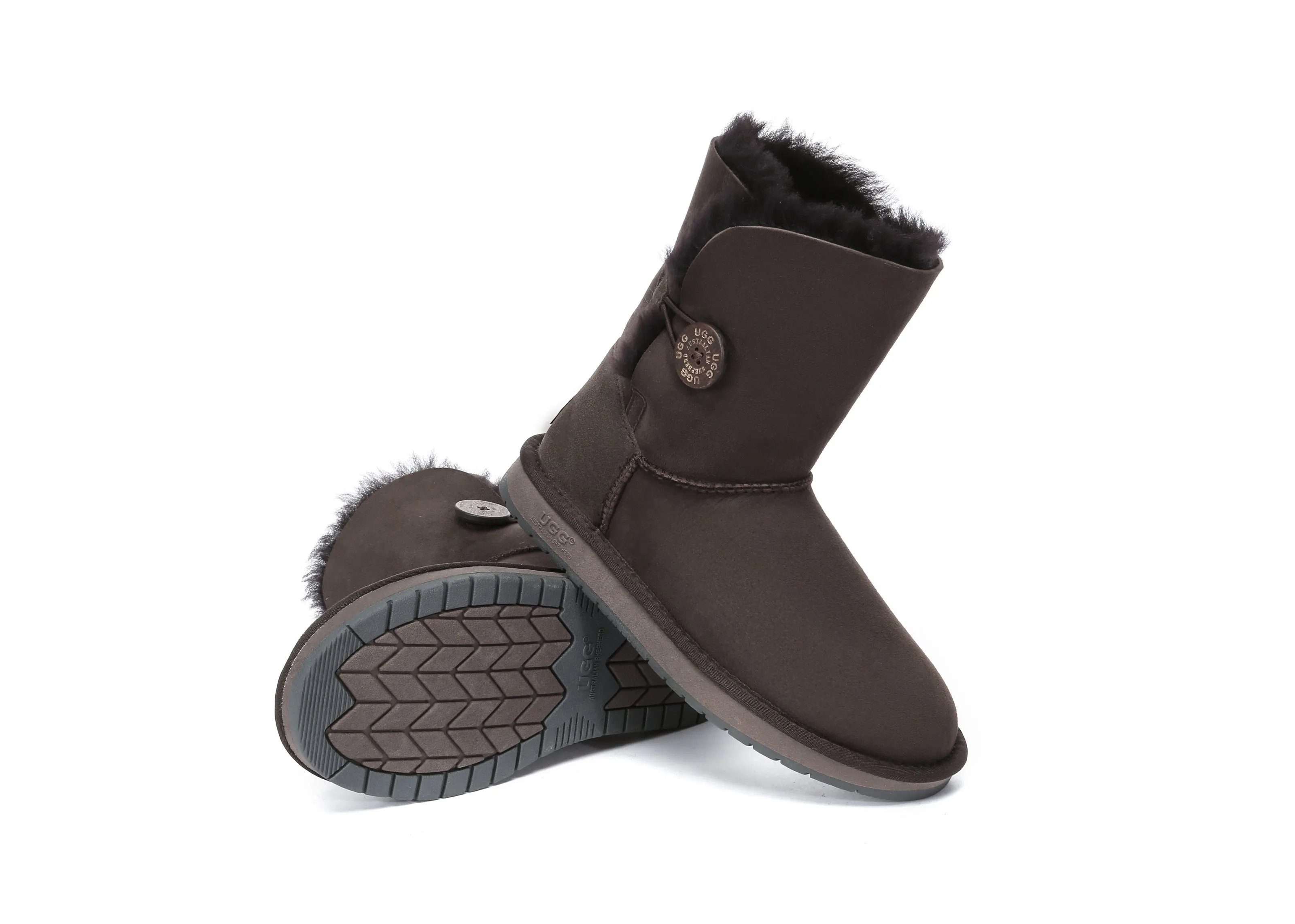 AUSTRALIAN SHEPHERD® UGG Boots Double Face Sheepskin Wool Short Button