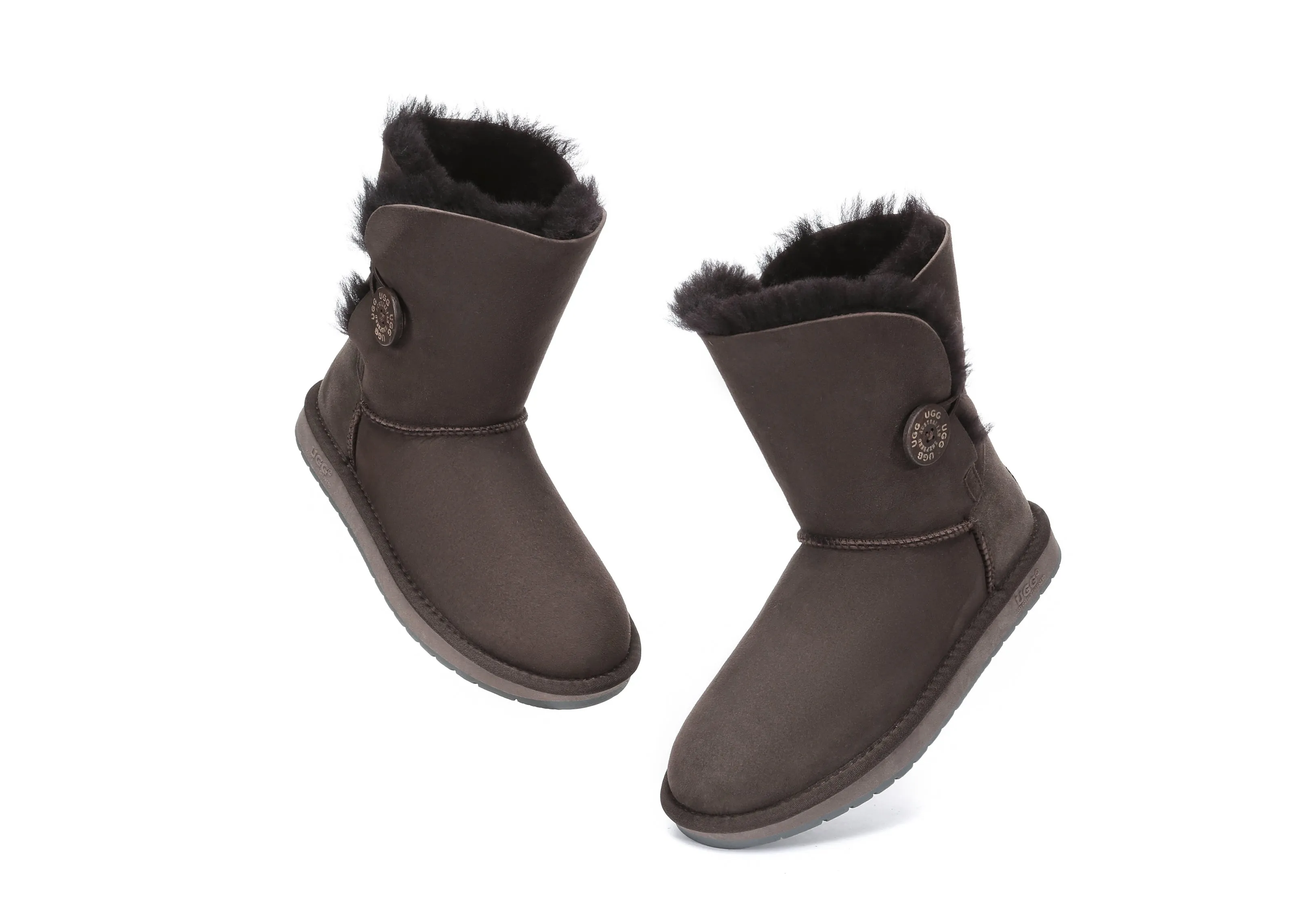 AUSTRALIAN SHEPHERD® UGG Boots Double Face Sheepskin Wool Short Button