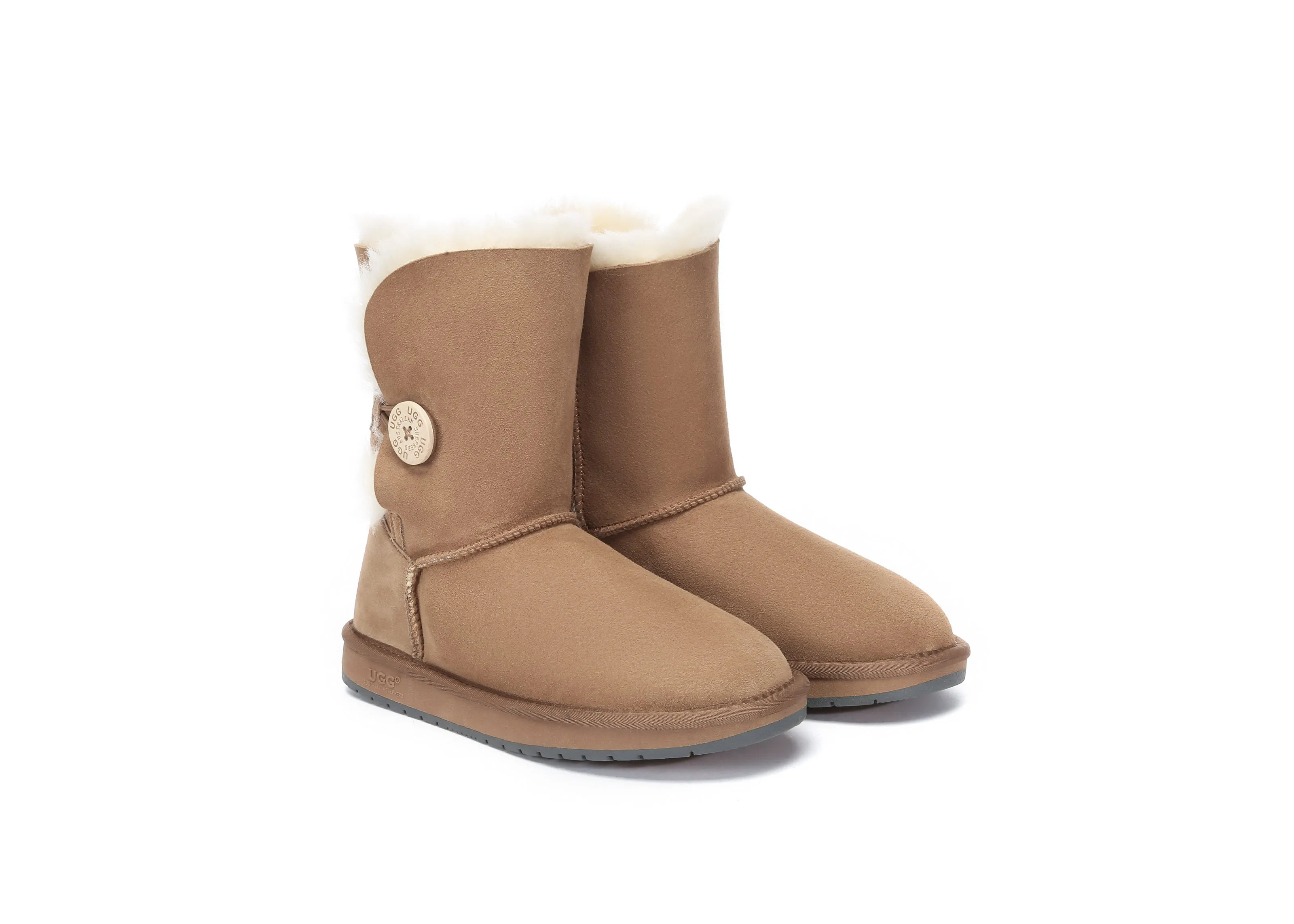 AUSTRALIAN SHEPHERD® UGG Boots Double Face Sheepskin Wool Short Button