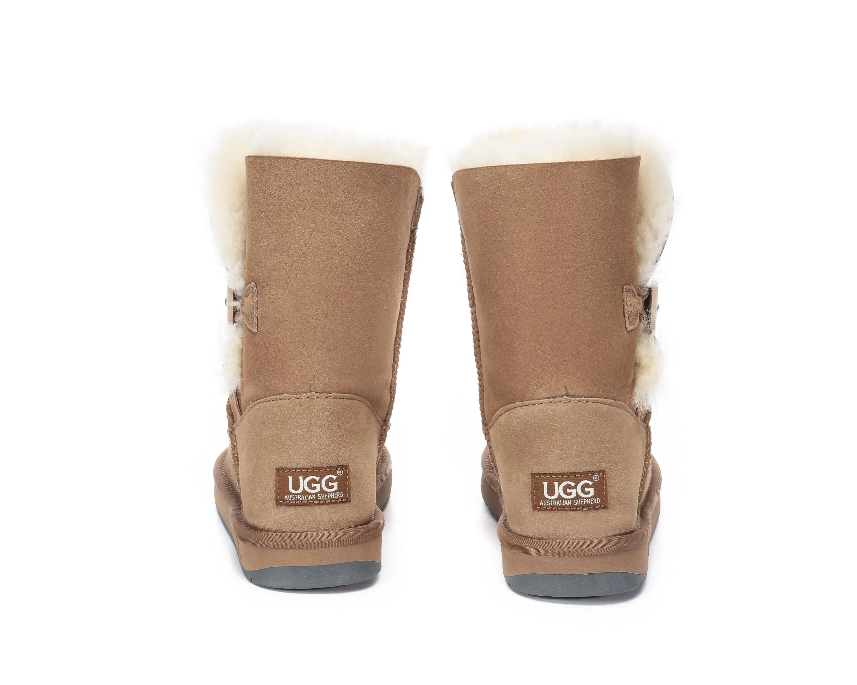 AUSTRALIAN SHEPHERD® UGG Boots Double Face Sheepskin Wool Short Button