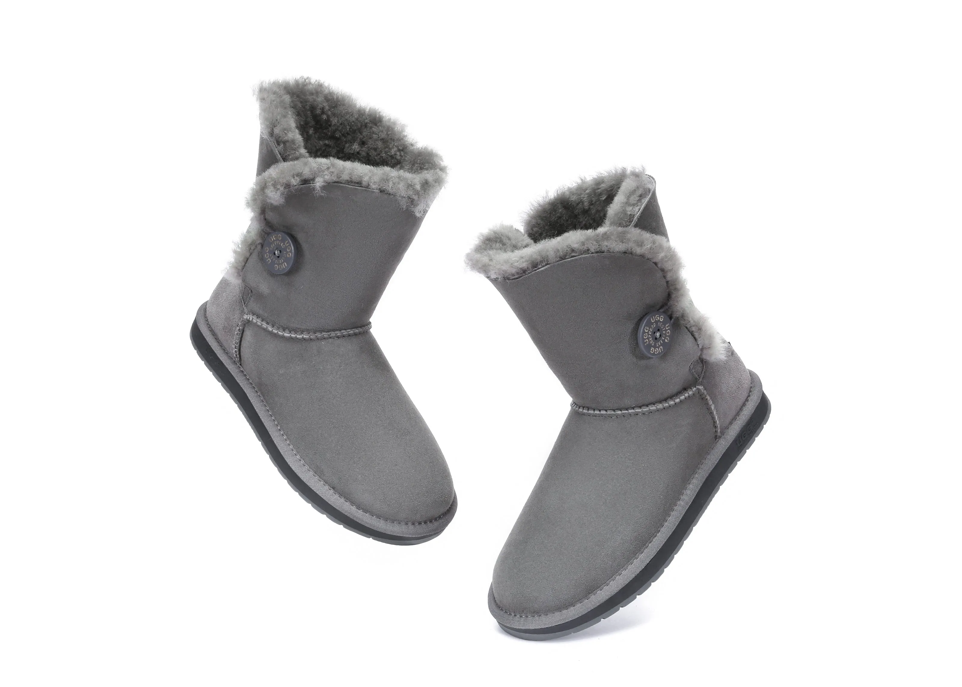 AUSTRALIAN SHEPHERD® UGG Boots Double Face Sheepskin Wool Short Button