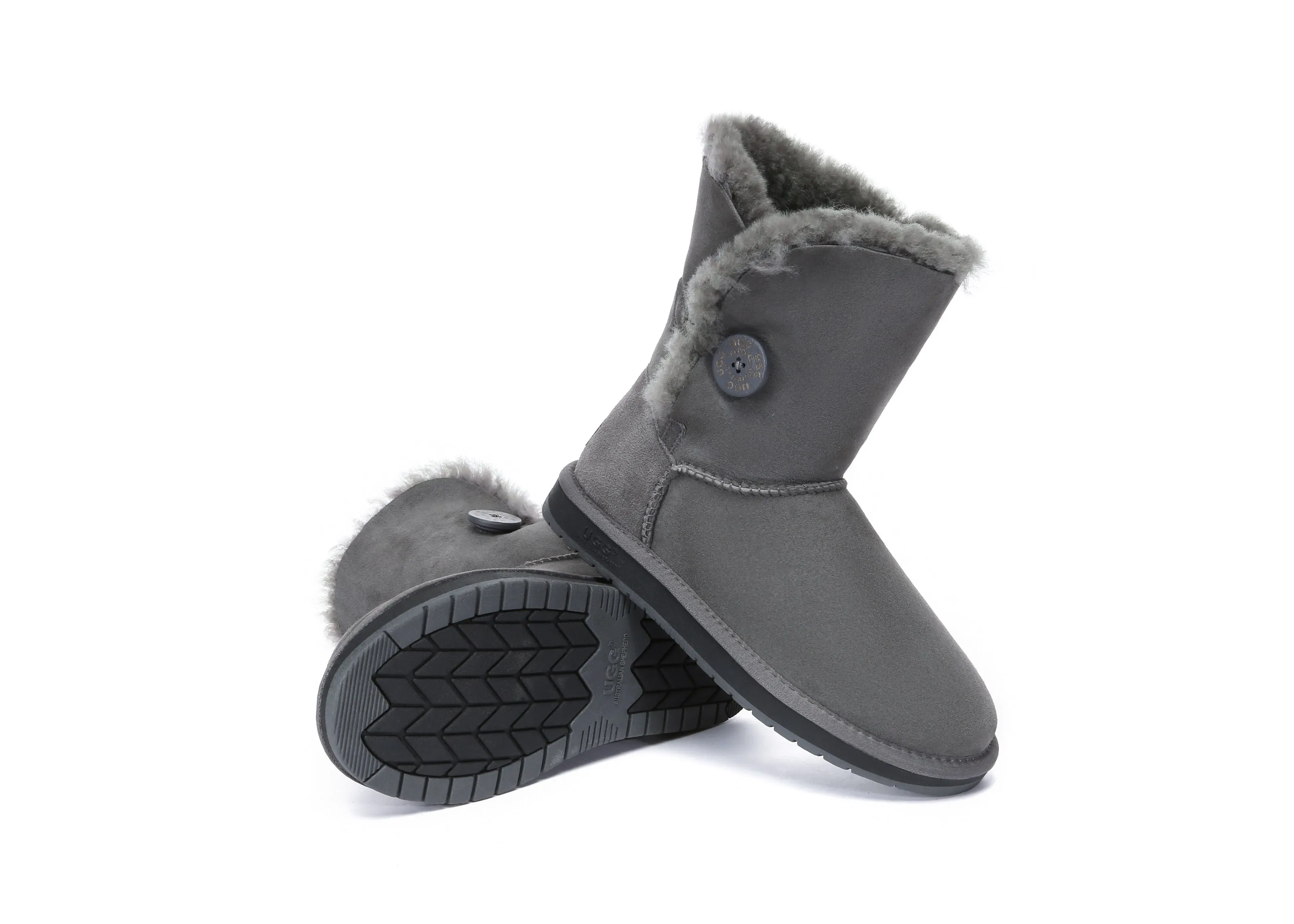 AUSTRALIAN SHEPHERD® UGG Boots Double Face Sheepskin Wool Short Button