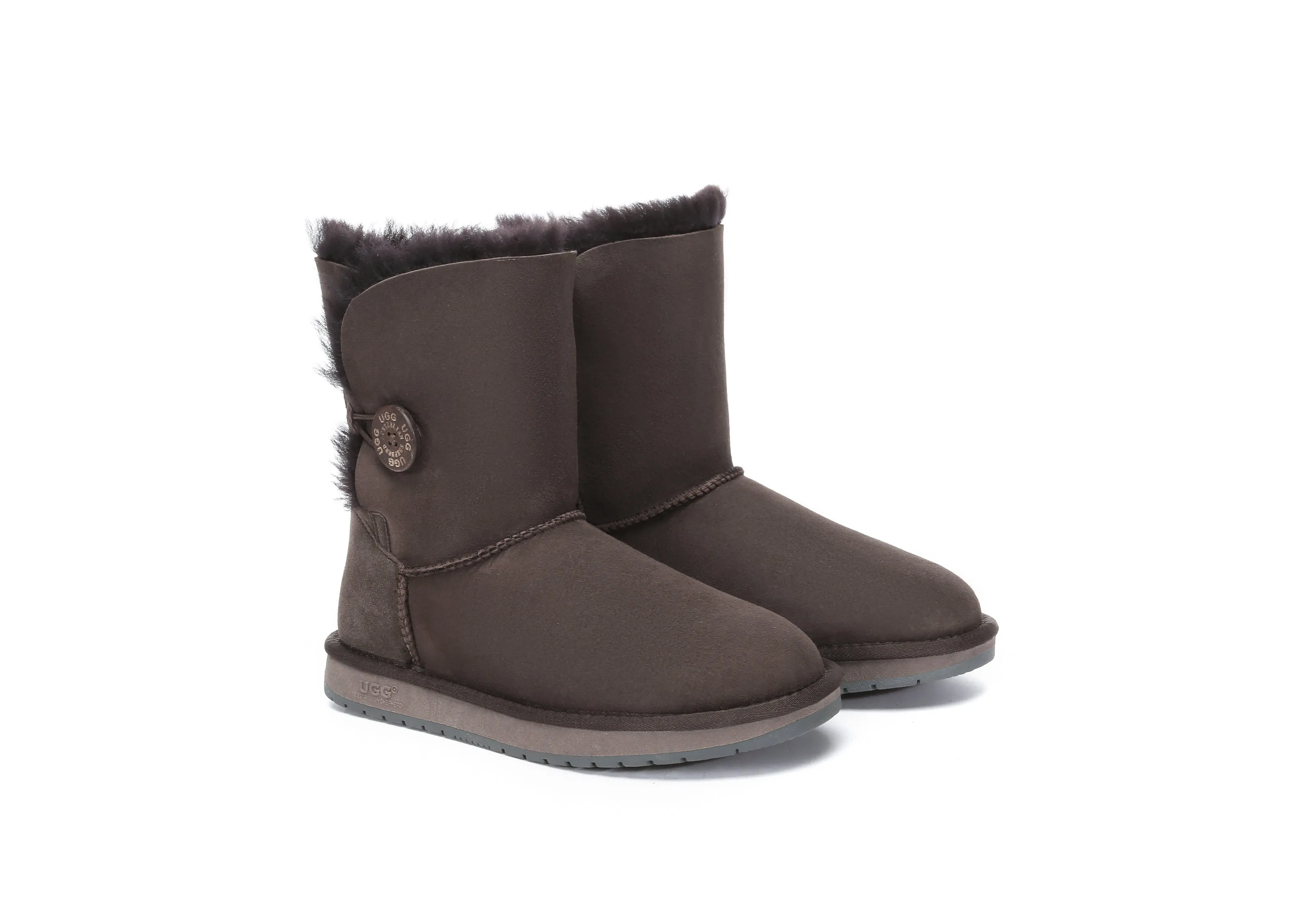 AUSTRALIAN SHEPHERD® UGG Boots Double Face Sheepskin Wool Short Button