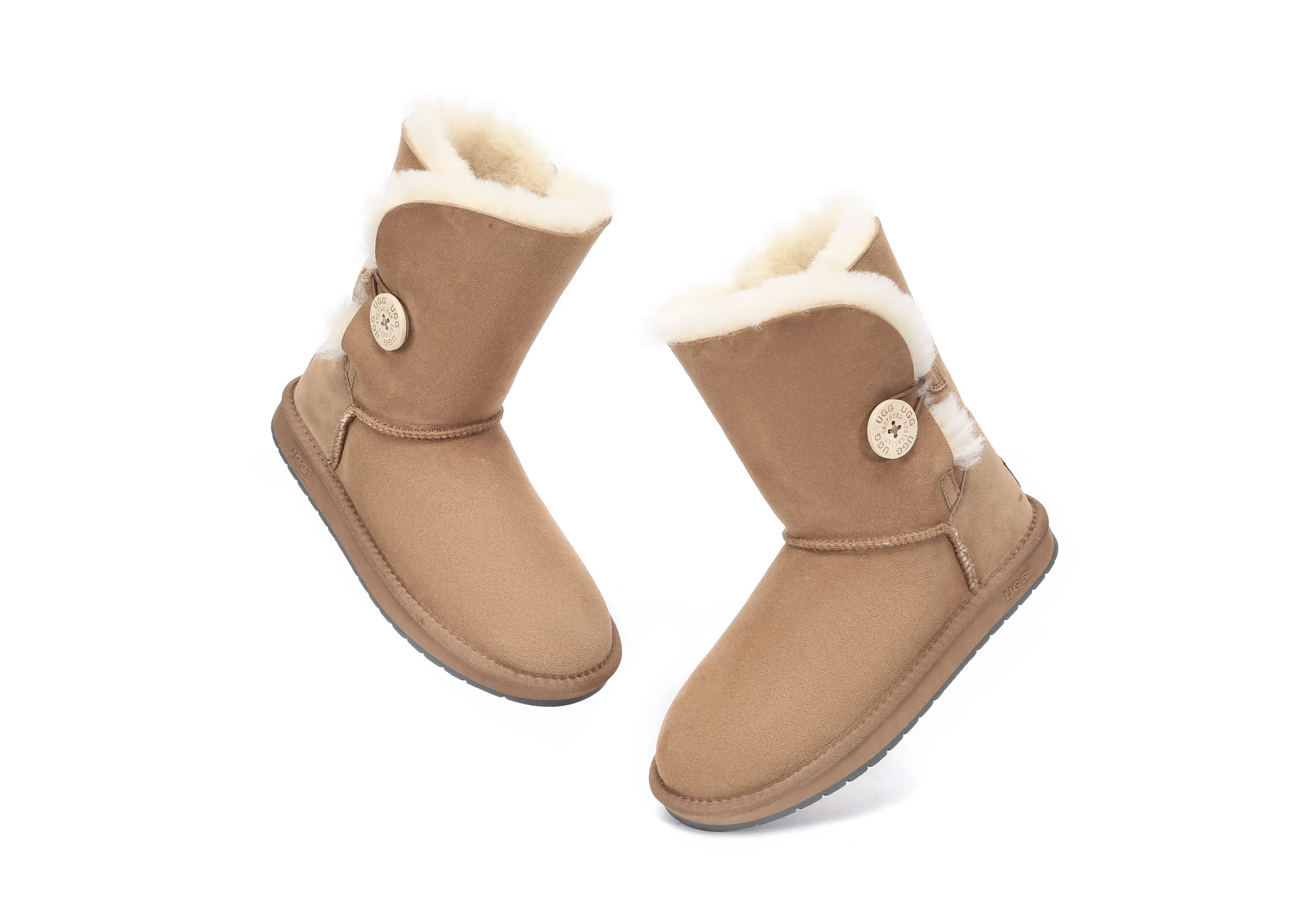 AUSTRALIAN SHEPHERD® UGG Boots Double Face Sheepskin Wool Short Button