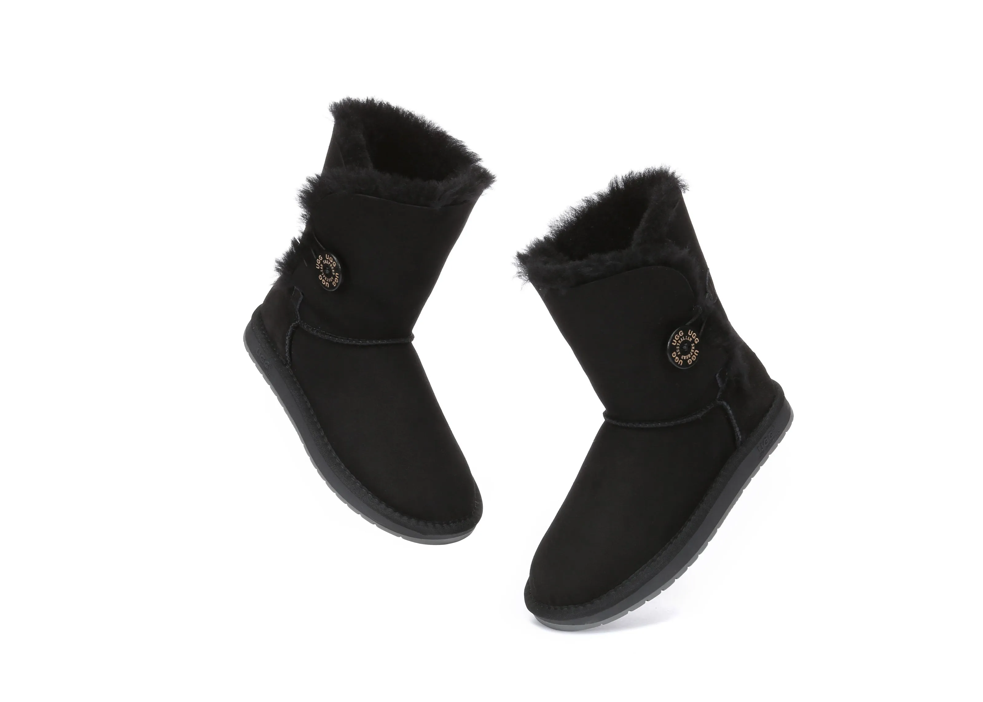 AUSTRALIAN SHEPHERD® UGG Boots Double Face Sheepskin Wool Short Button