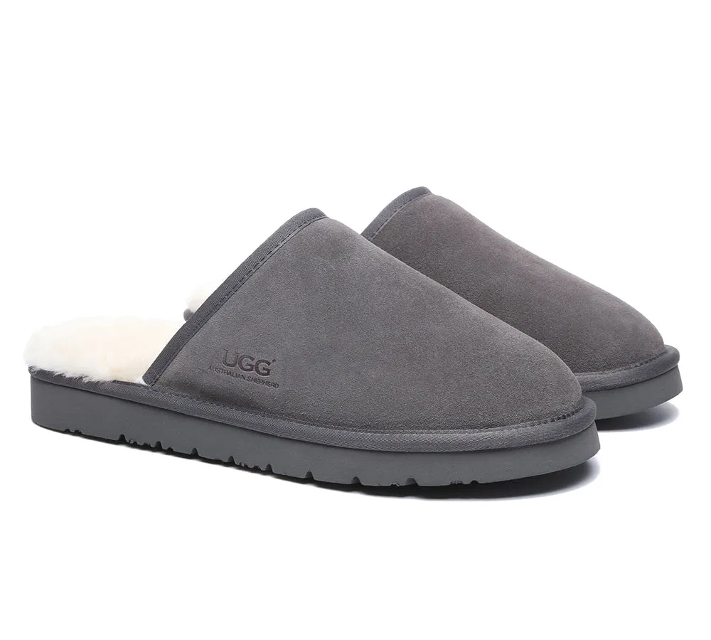 AUSTRALIAN SHEPHERD® UGG Slippers Men Sheepskin Wool Scuff Cruz