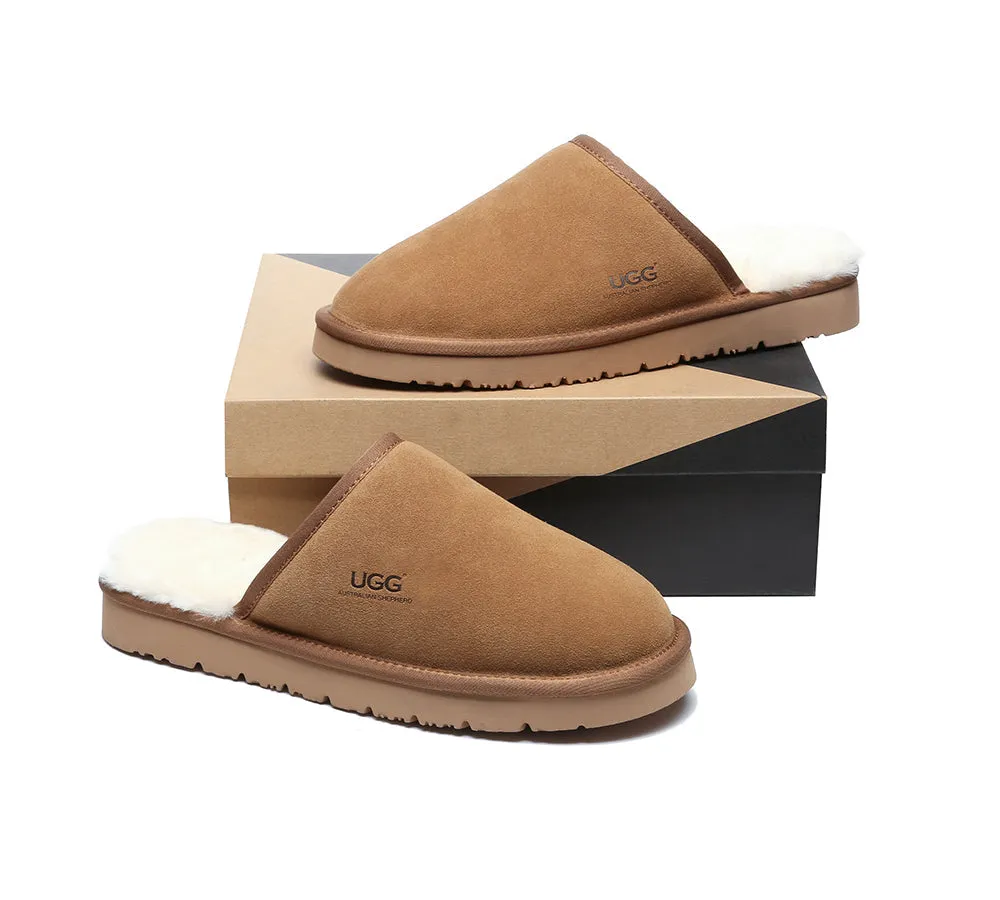 AUSTRALIAN SHEPHERD® UGG Slippers Men Sheepskin Wool Scuff Cruz