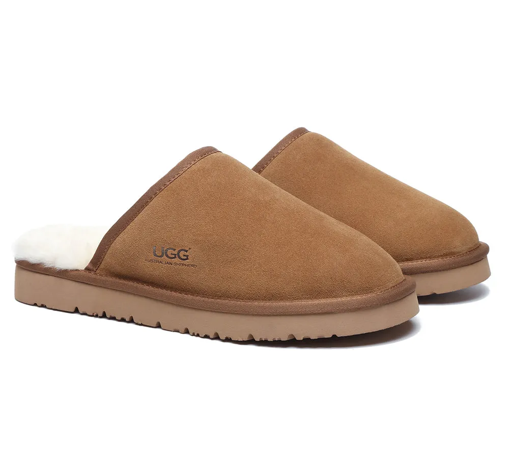 AUSTRALIAN SHEPHERD® UGG Slippers Men Sheepskin Wool Scuff Cruz