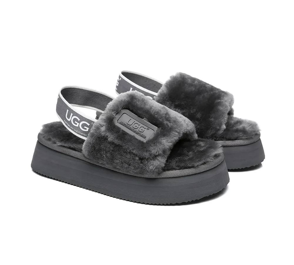 AUSTRALIAN SHEPHERD® UGG Women Slingback Platform Fluffy Slides Poppin