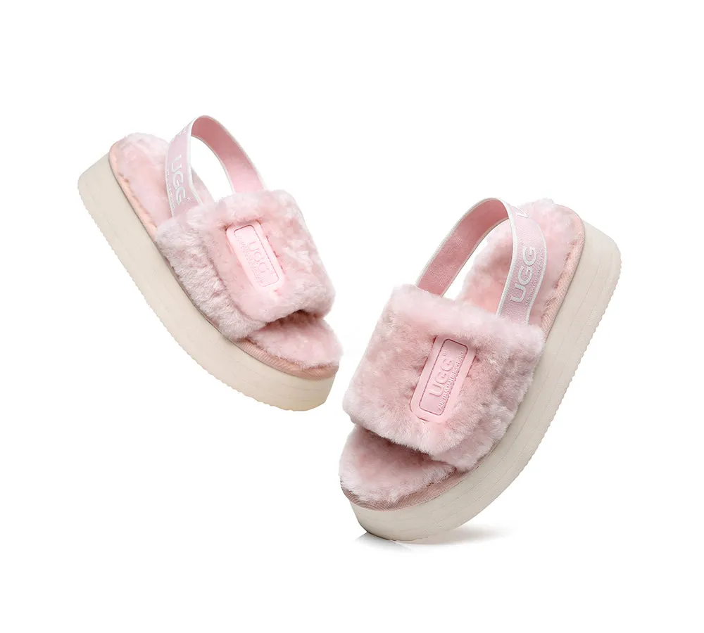 AUSTRALIAN SHEPHERD® UGG Women Slingback Platform Fluffy Slides Poppin