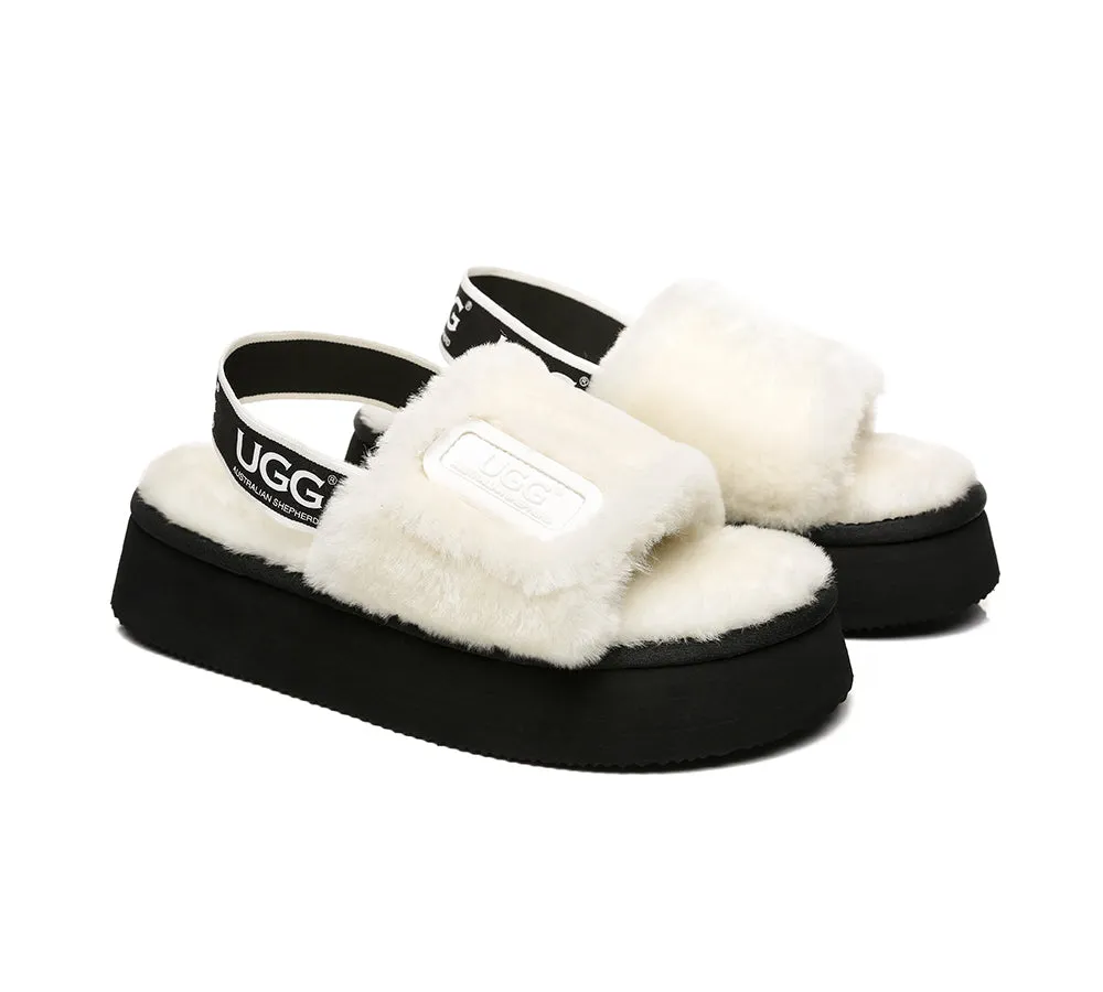 AUSTRALIAN SHEPHERD® UGG Women Slingback Platform Fluffy Slides Poppin