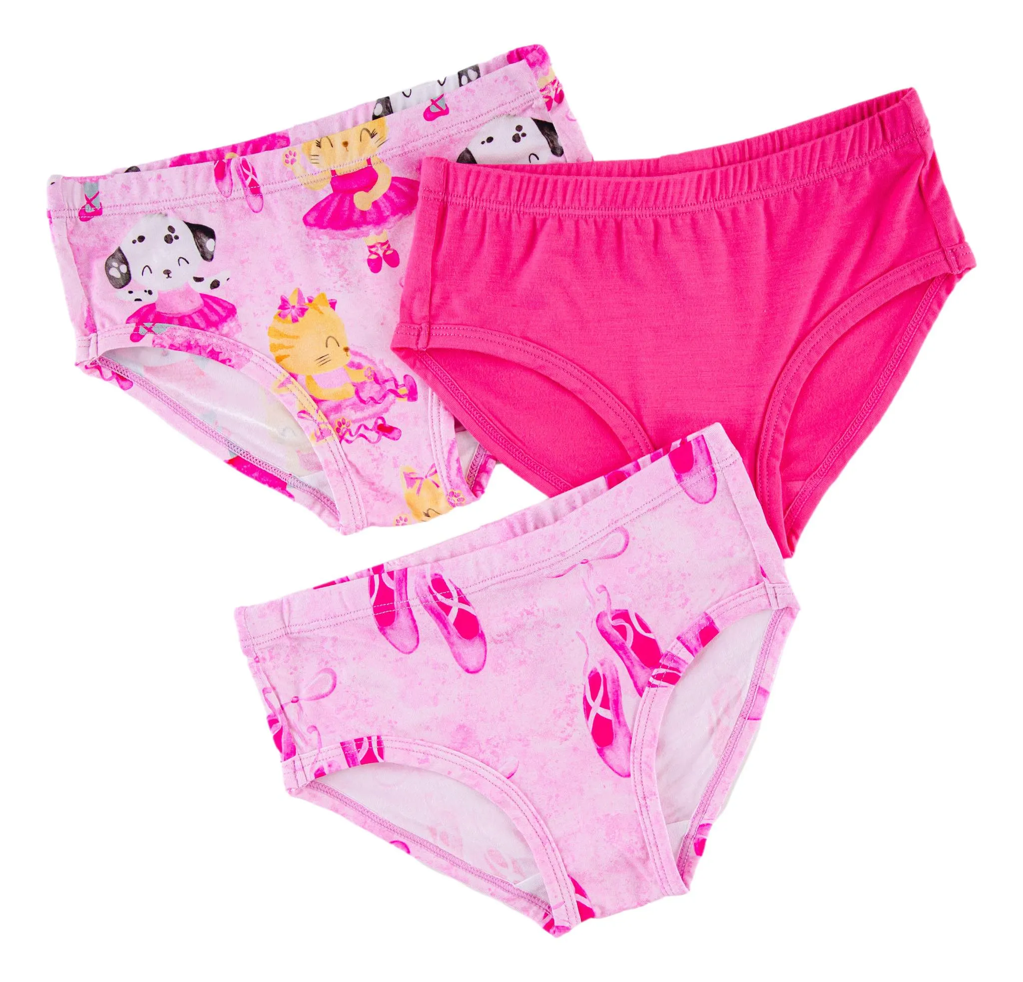 Birdie Bean 3 Pack Girls Panty Set - Underwear Set in Cassie Ballet