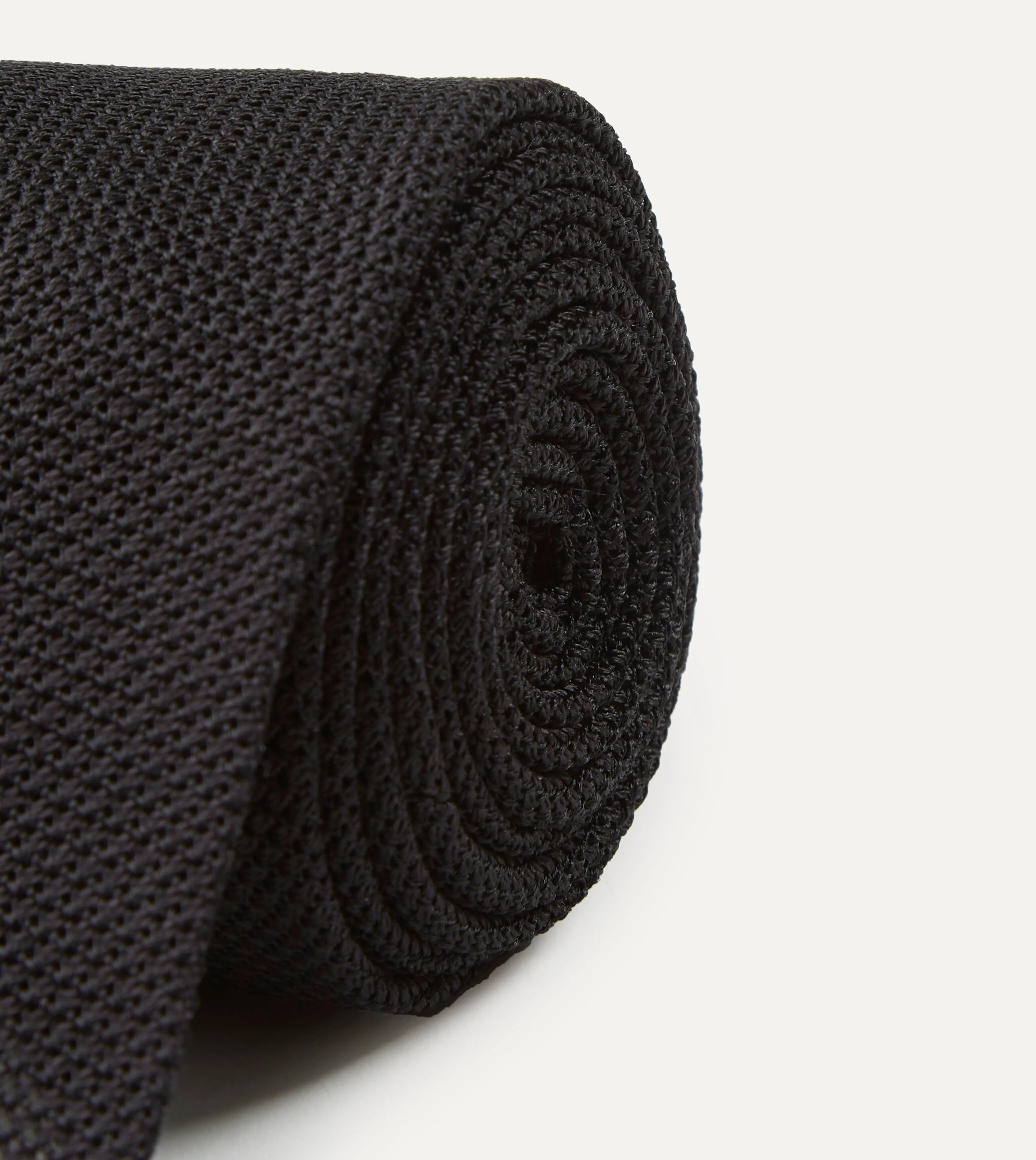 Black Fine Woven Grenadine Silk Hand Rolled Tie