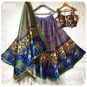 Blue and Purple Garba Lehenga