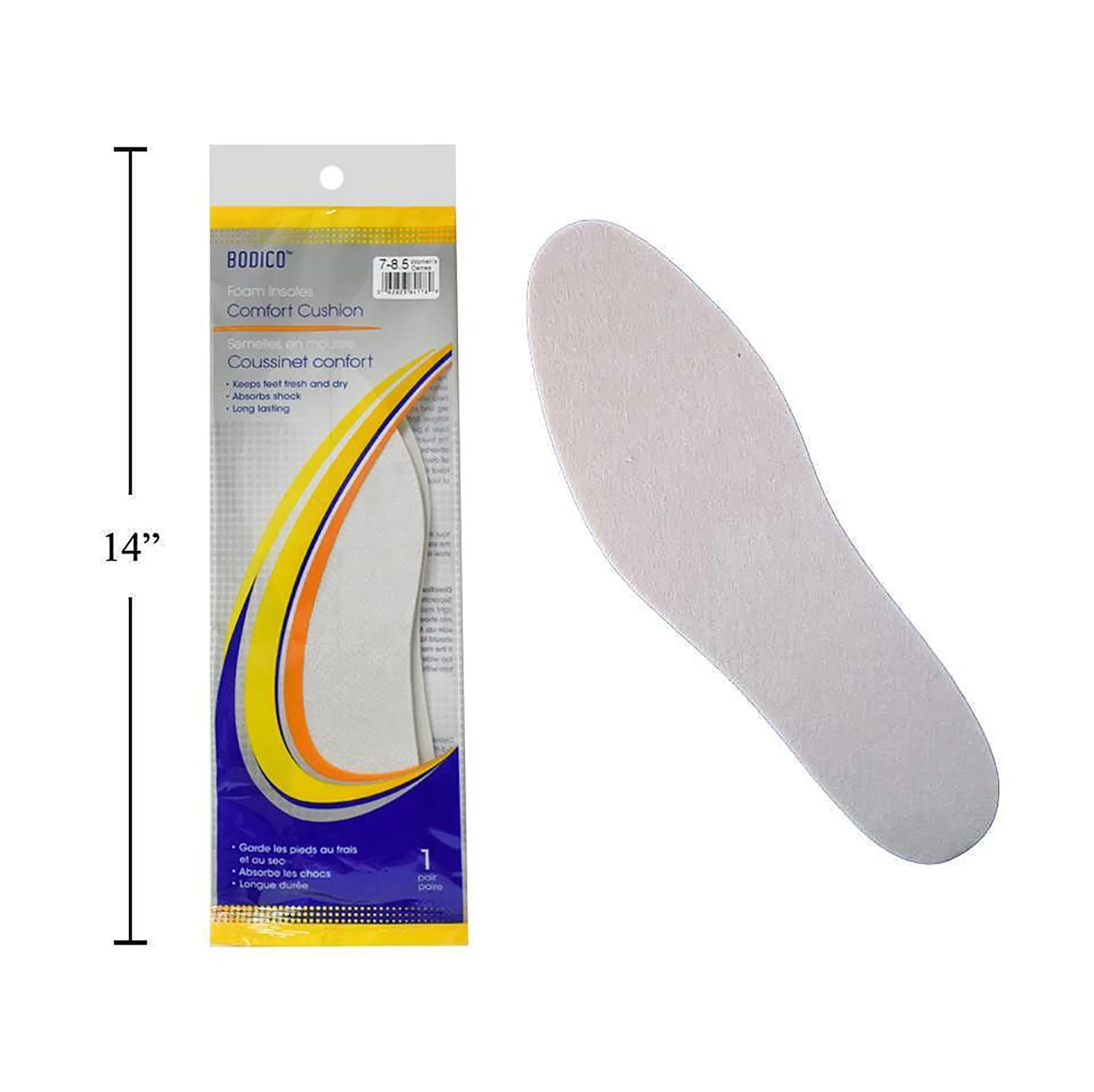 Bodico 1 Pair Comfort Cushion Insoles Women's 7-8.5