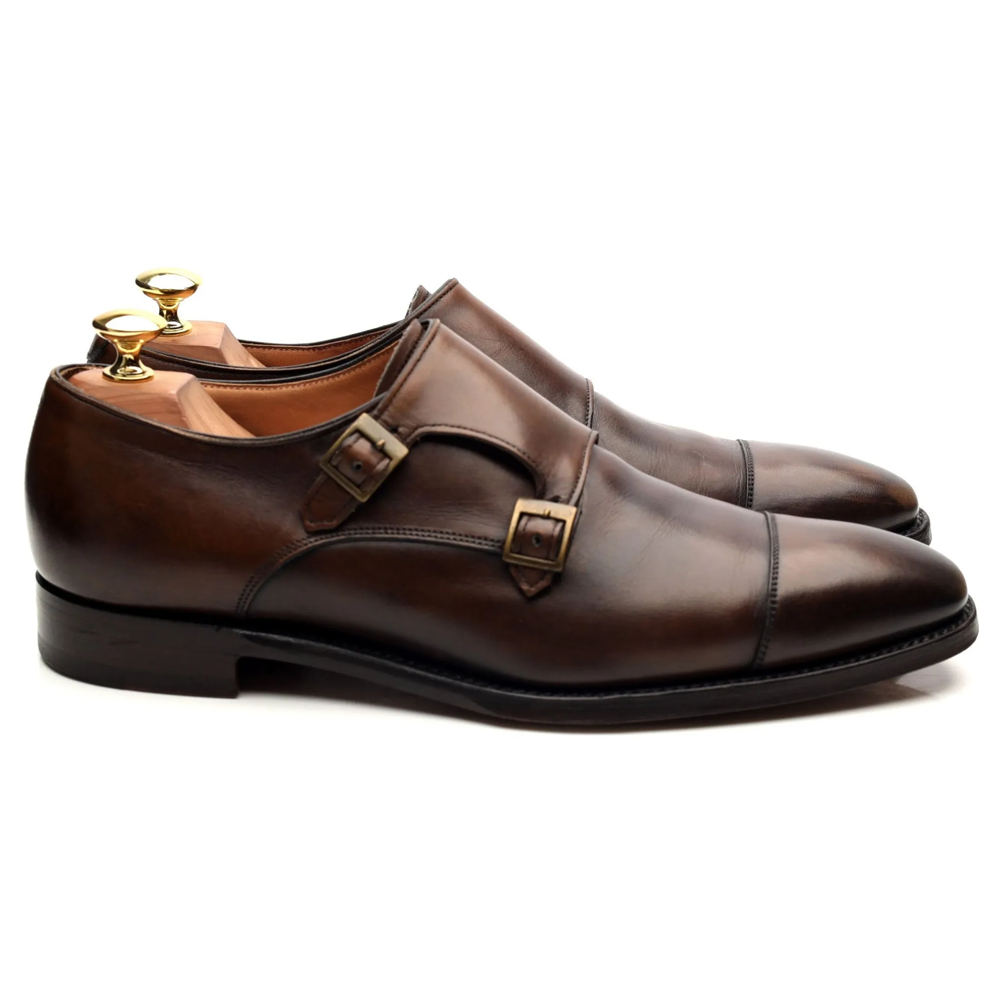 Bodileys 'Lyndon ll' Dark Brown Leather Double Monk Strap UK 8 F