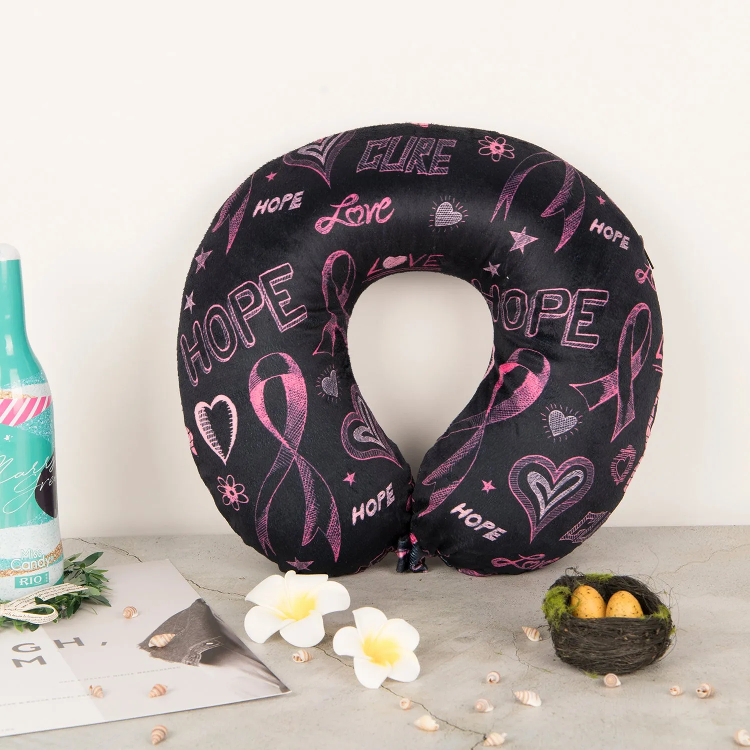 Breast Cancer Awareness Memory Foam Travel Neck Pillows