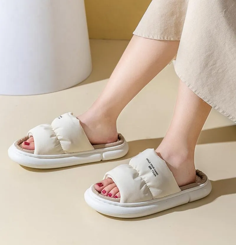 Breathable Flax Slippers Indoor Women Men Platform Shoes Four Seasons Lovers Home Floor Slides Quiet Light Weight Female Slipper