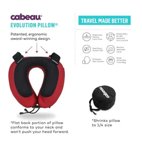 Cabeau Evolution® S3 Memory Foam Neck Travel Pillow Jet Black