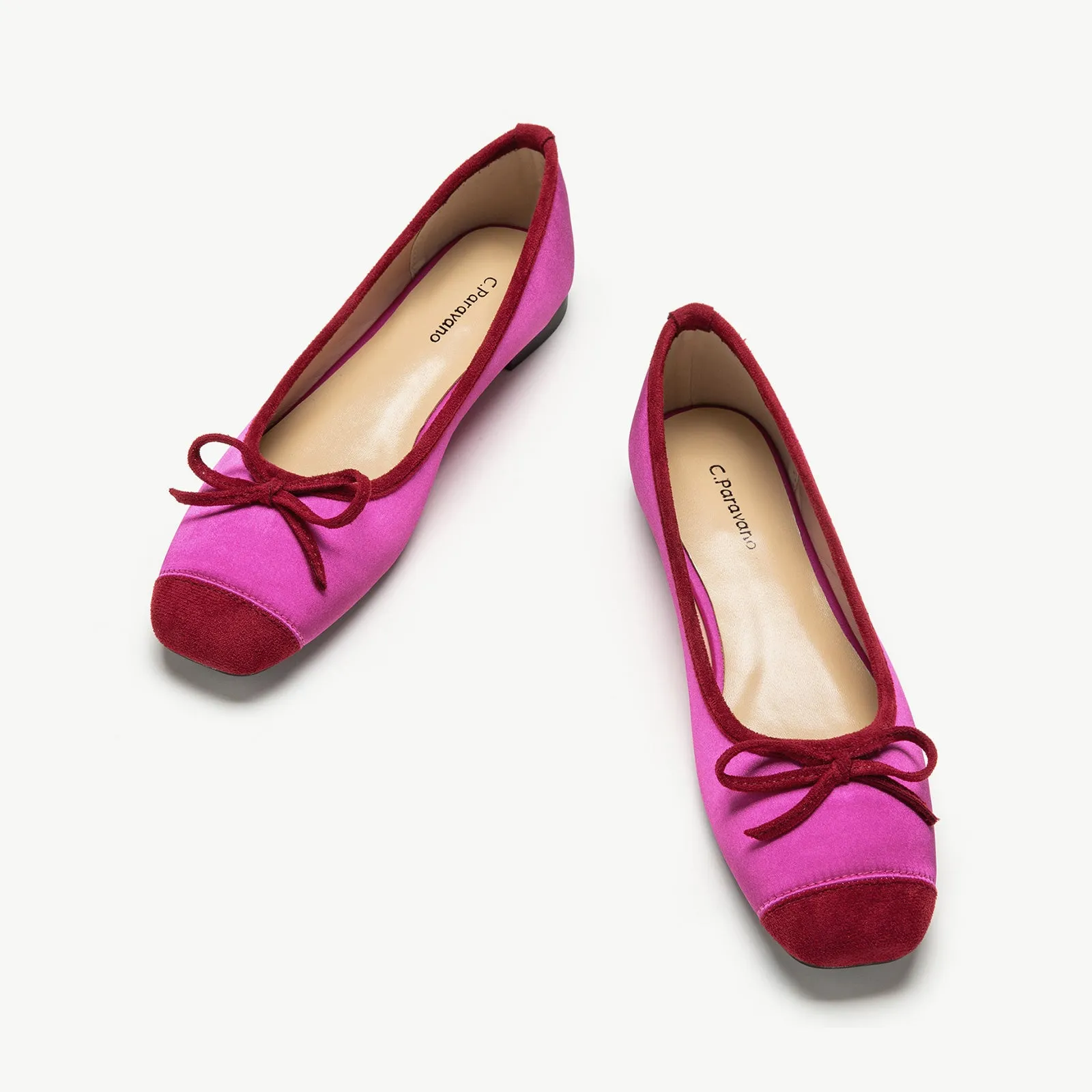 Cap-Toe Silk Ballet Flats (Elena)