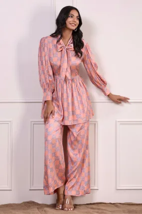 Checkered Pink Silk Co-ordinate Set