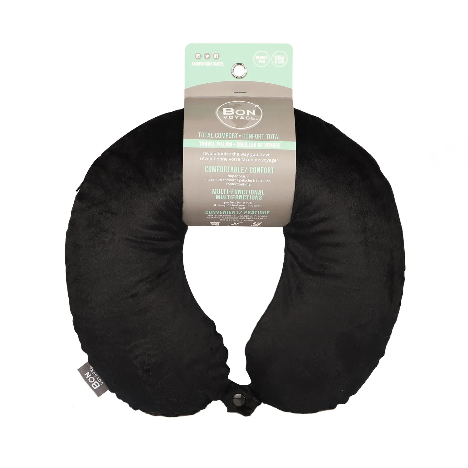 Classic Memory Foam Travel Neck Pillow - Black