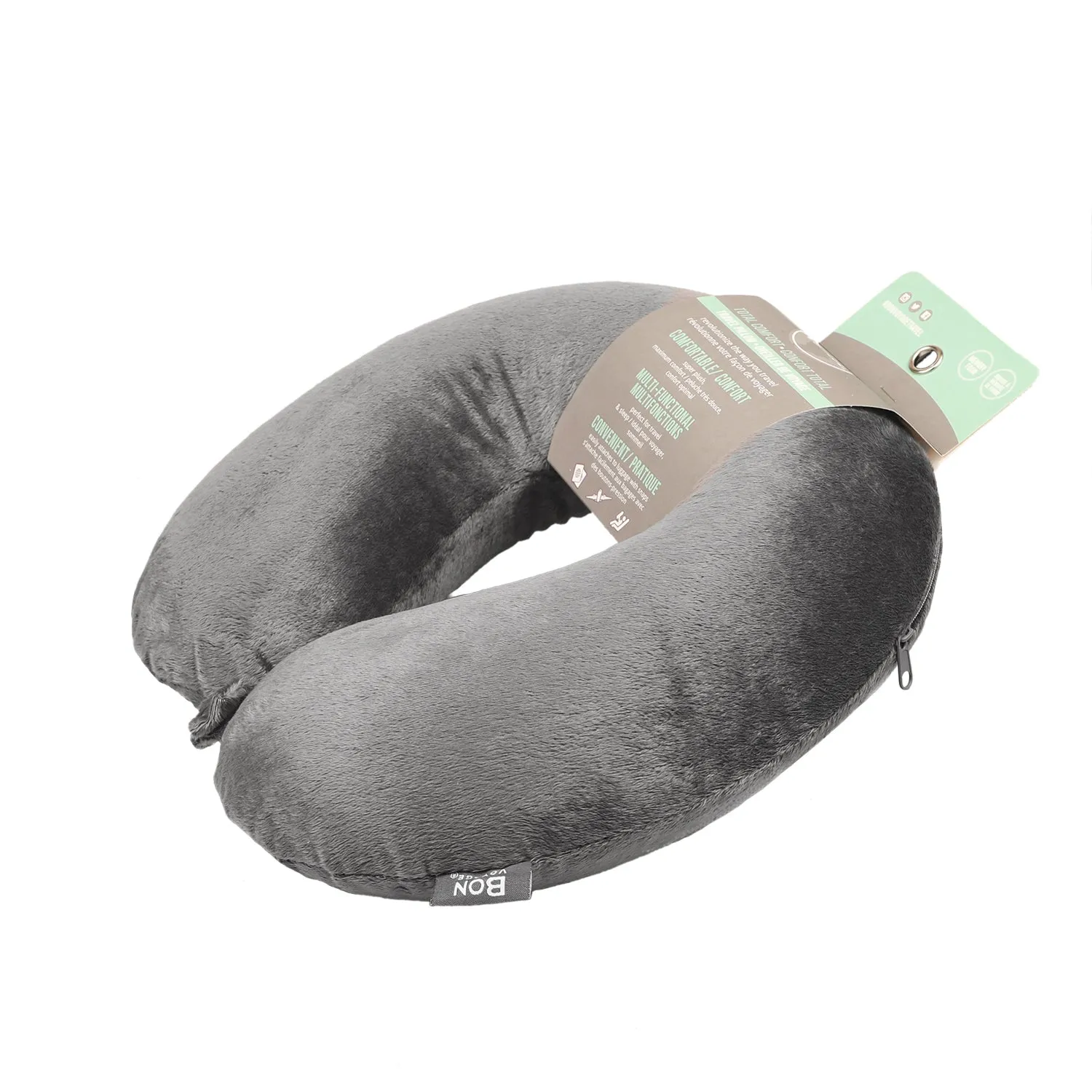 Classic Memory Foam Travel Neck Pillow - Grey