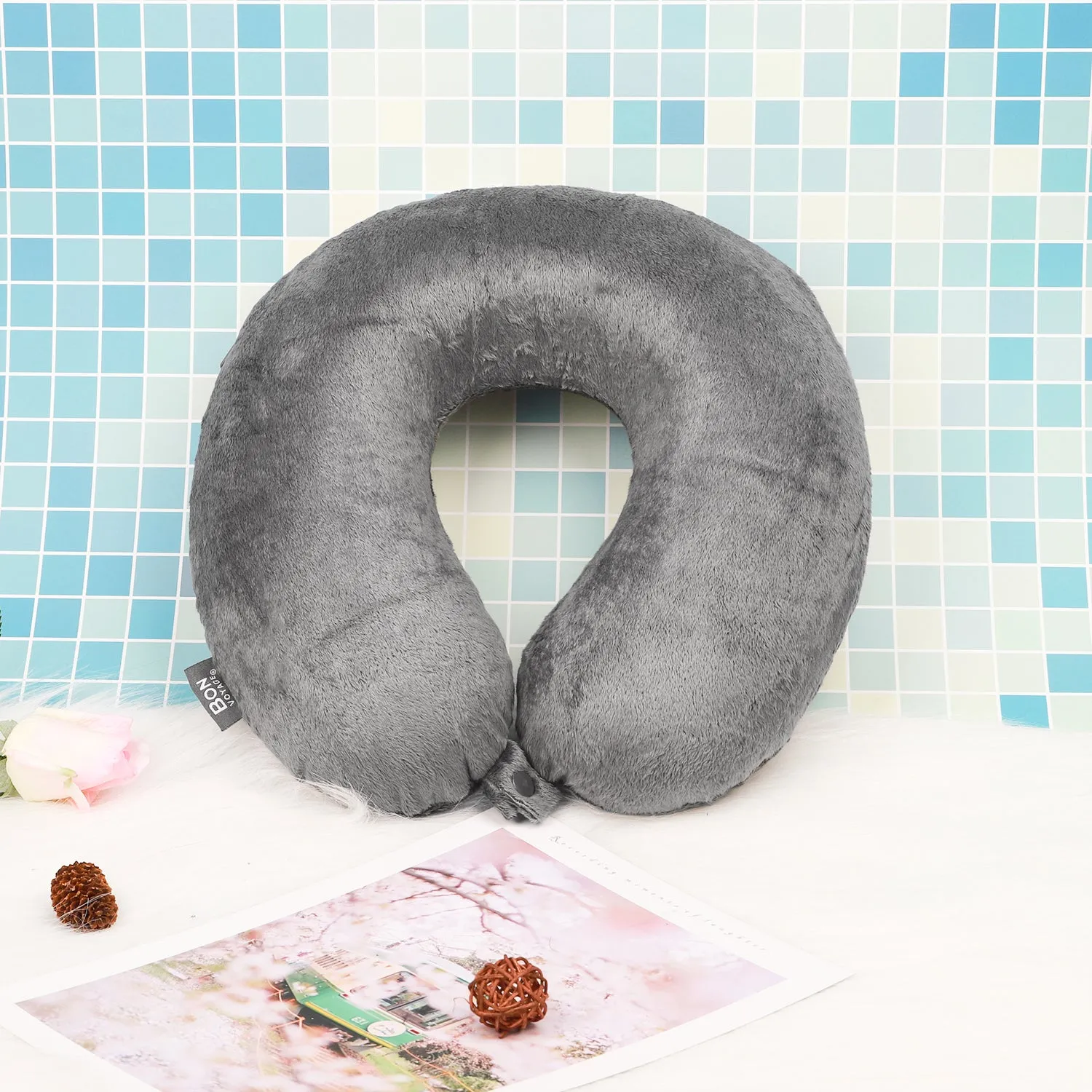 Classic Memory Foam Travel Neck Pillow - Grey