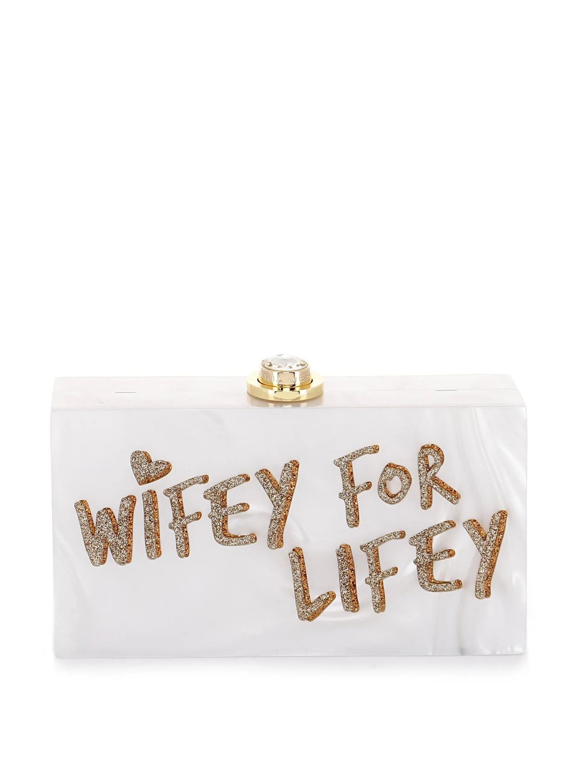 Cleo Wifey For Lifey marbled acrylic clutch