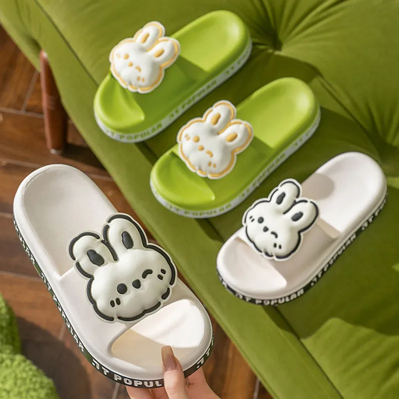 Cute Rabbit Slippers For Women Summer Fashion Letter Garden Shoes Indoor Anti-Slip Floor Bathroom Bathing Home Slipper