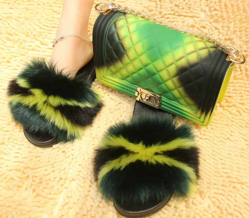 Doll Fur Slippers & Matching Purse Set