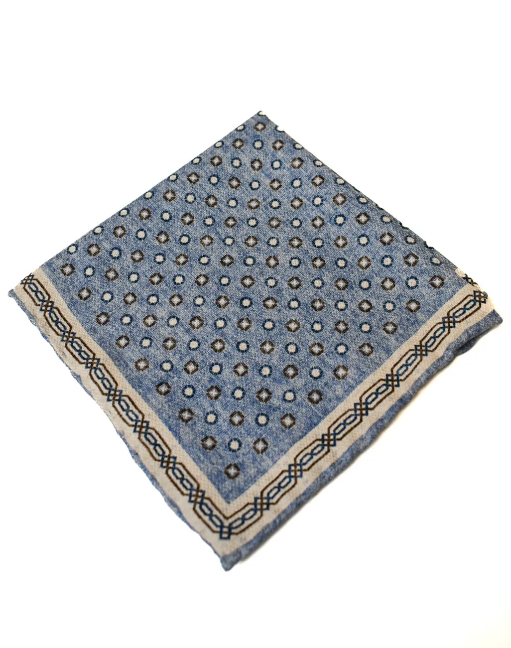 Edward Armah Light Blue/Brown Neat/Arabesque Pocket Square