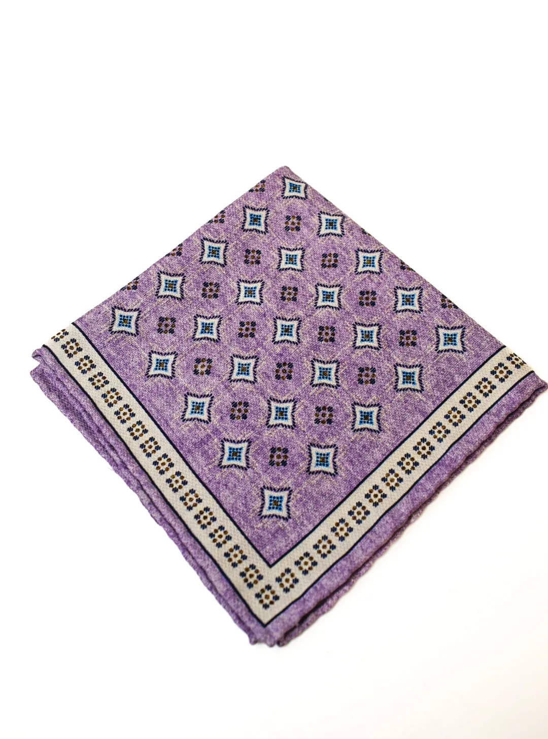 Edward Armah Lilac Neat/Check Pocket Square