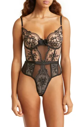 Embroidery Underwire Bodysuit