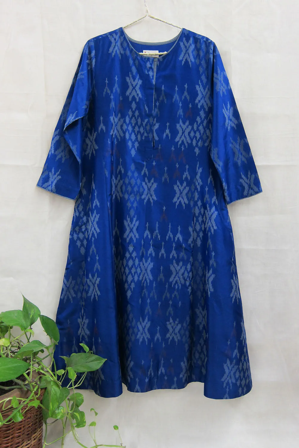 Firoza Starburst Placket Silk Ikat Kurta