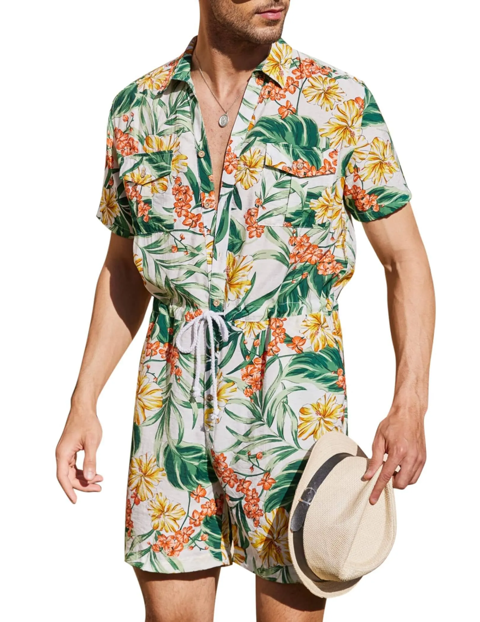 Floral One Piece Hawaiian Jumpsuit (US Only)