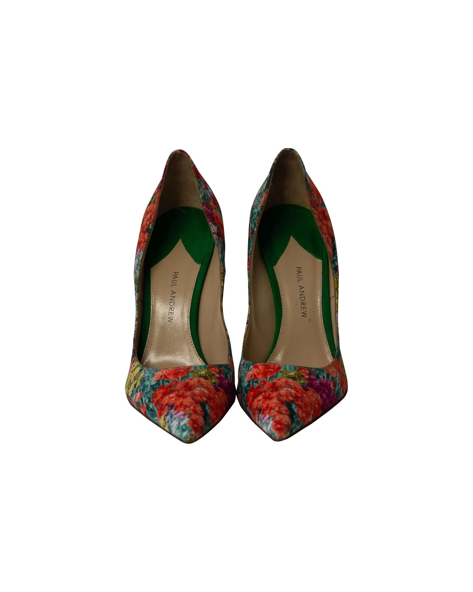 Floral Print Silk and Suede High Heel Pumps