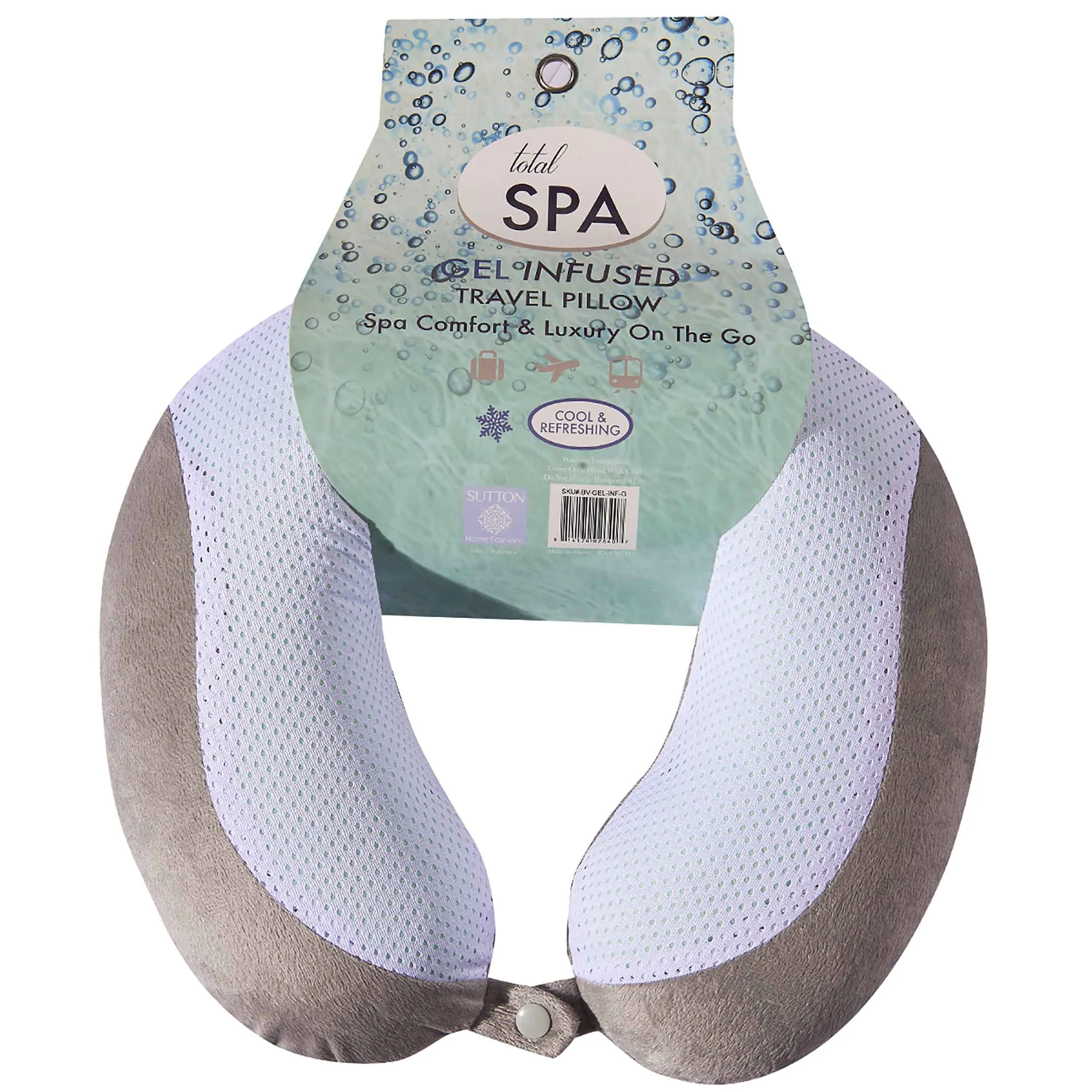 Gel Infused Memory Foam Travel Neck Pillow - Grey