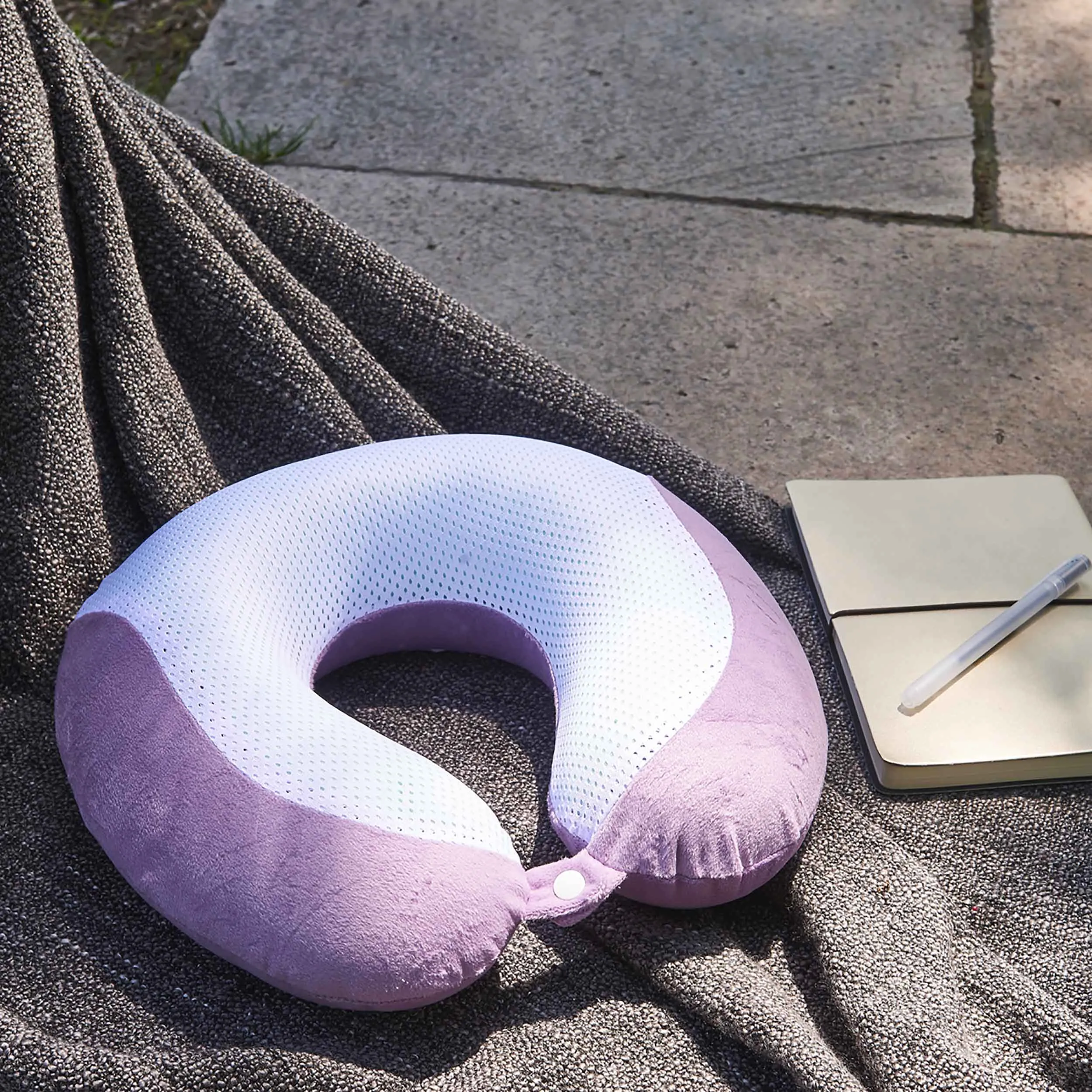 Gel Infused Memory Foam Travel Neck Pillow - Purple