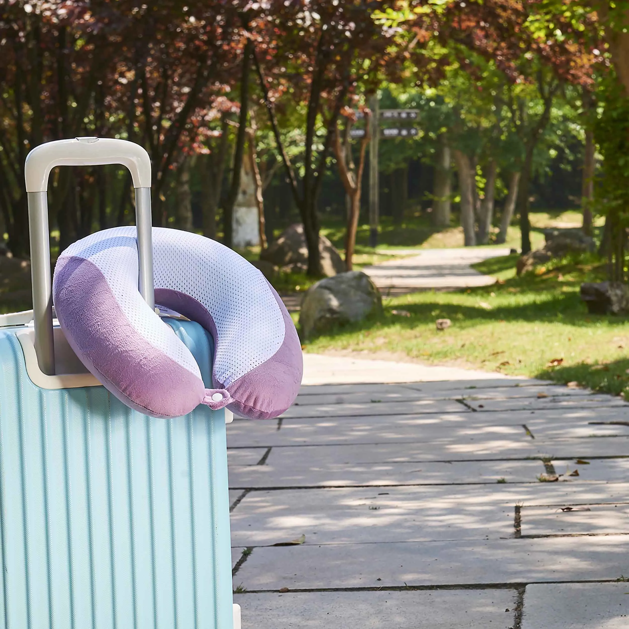 Gel Infused Memory Foam Travel Neck Pillow - Purple