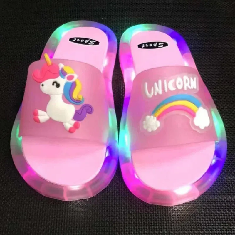 Girl Slippers Children LED Kids Slippers Baby Bathroom Sandals Kids Shoes for Girl Boys Light Up Shoes Toddler