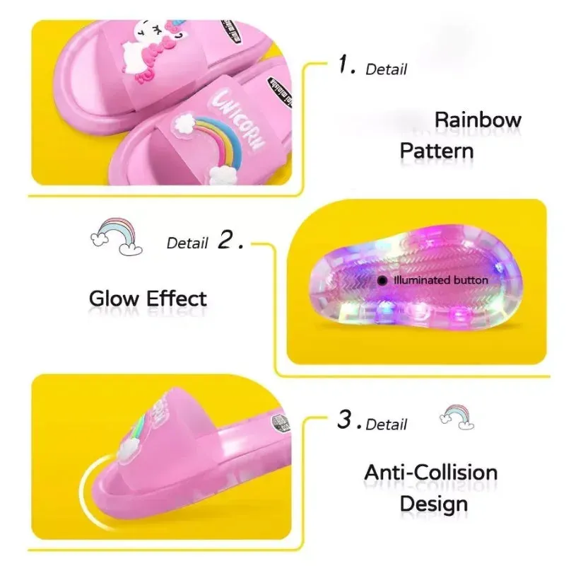 Girl Slippers Children LED Kids Slippers Baby Bathroom Sandals Kids Shoes for Girl Boys Light Up Shoes Toddler