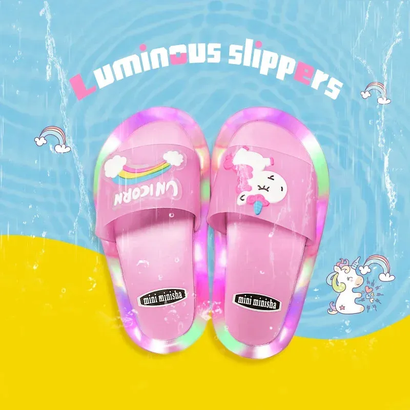 Girl Slippers Children LED Kids Slippers Baby Bathroom Sandals Kids Shoes for Girl Boys Light Up Shoes Toddler