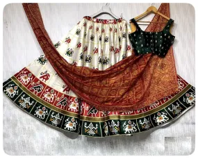 Green & Red Garba Lehenga