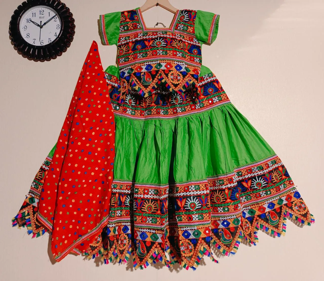 Green Garba Lehenga