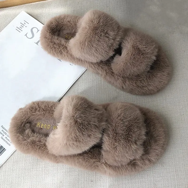 Hairy slippers for women