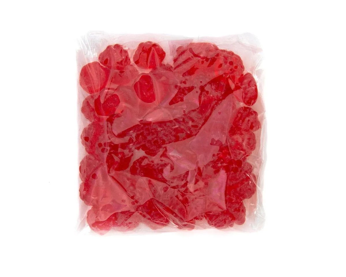 Hand Packed Gummi Red Raspberries 8 Ounce Bags