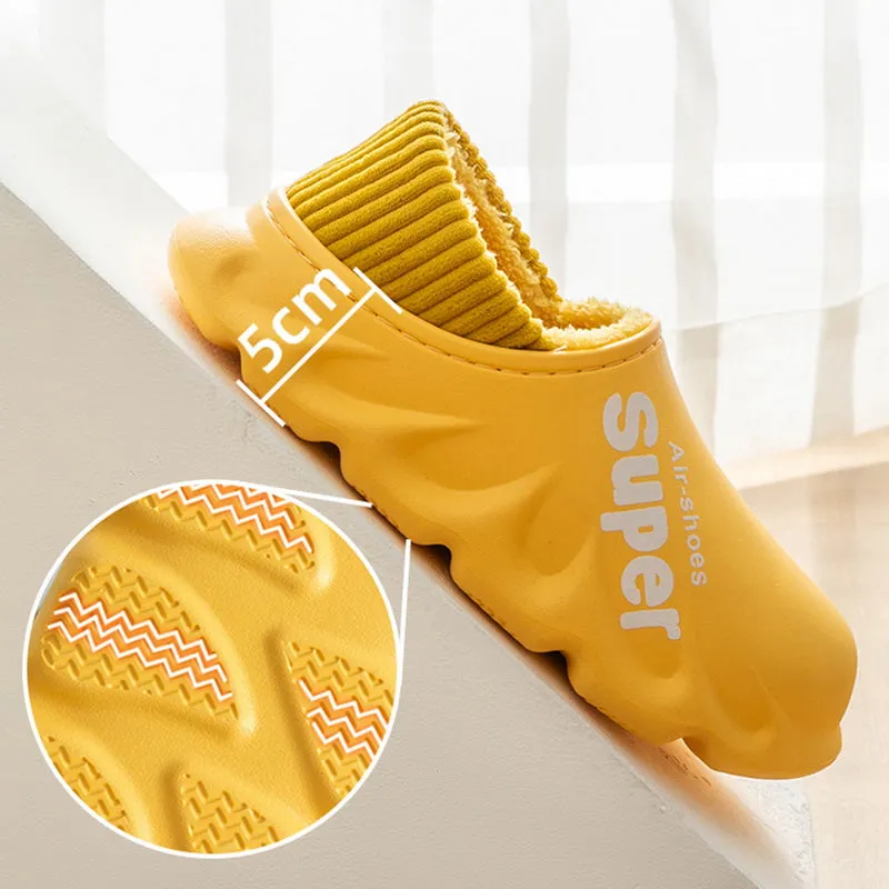 Home Slippers Clogs EVA Waterproof Warm Plush Indoor Shoes Couple Shoes | Brodtica.com